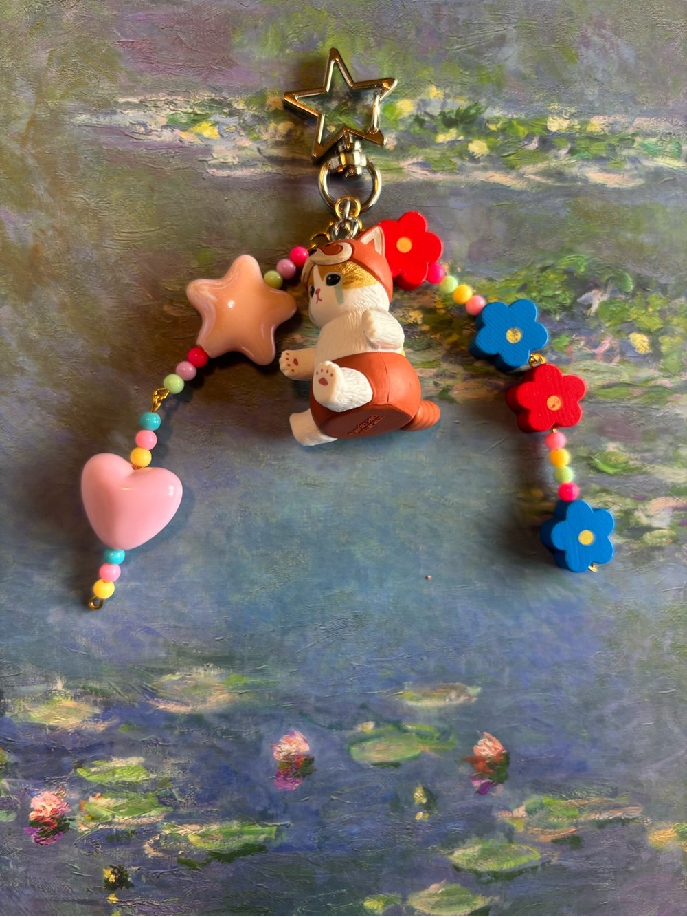 Handmade mofusand cat red panda keychain